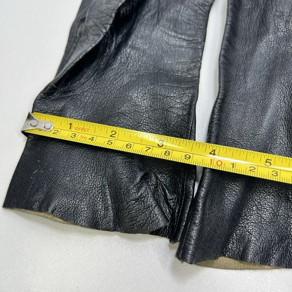 Vintage Black Leather‎ Gauntlet Work Gloves Motorcycle Riding Utility